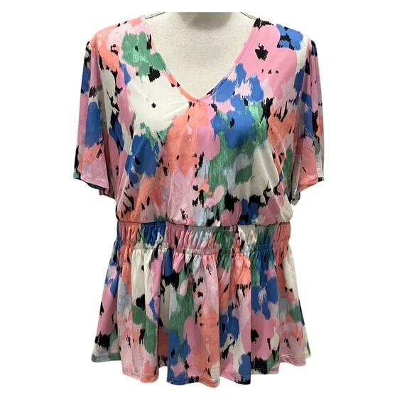 New Ava & Viv Multicolor Spring Floral Top XXL - Picture 1 of 5